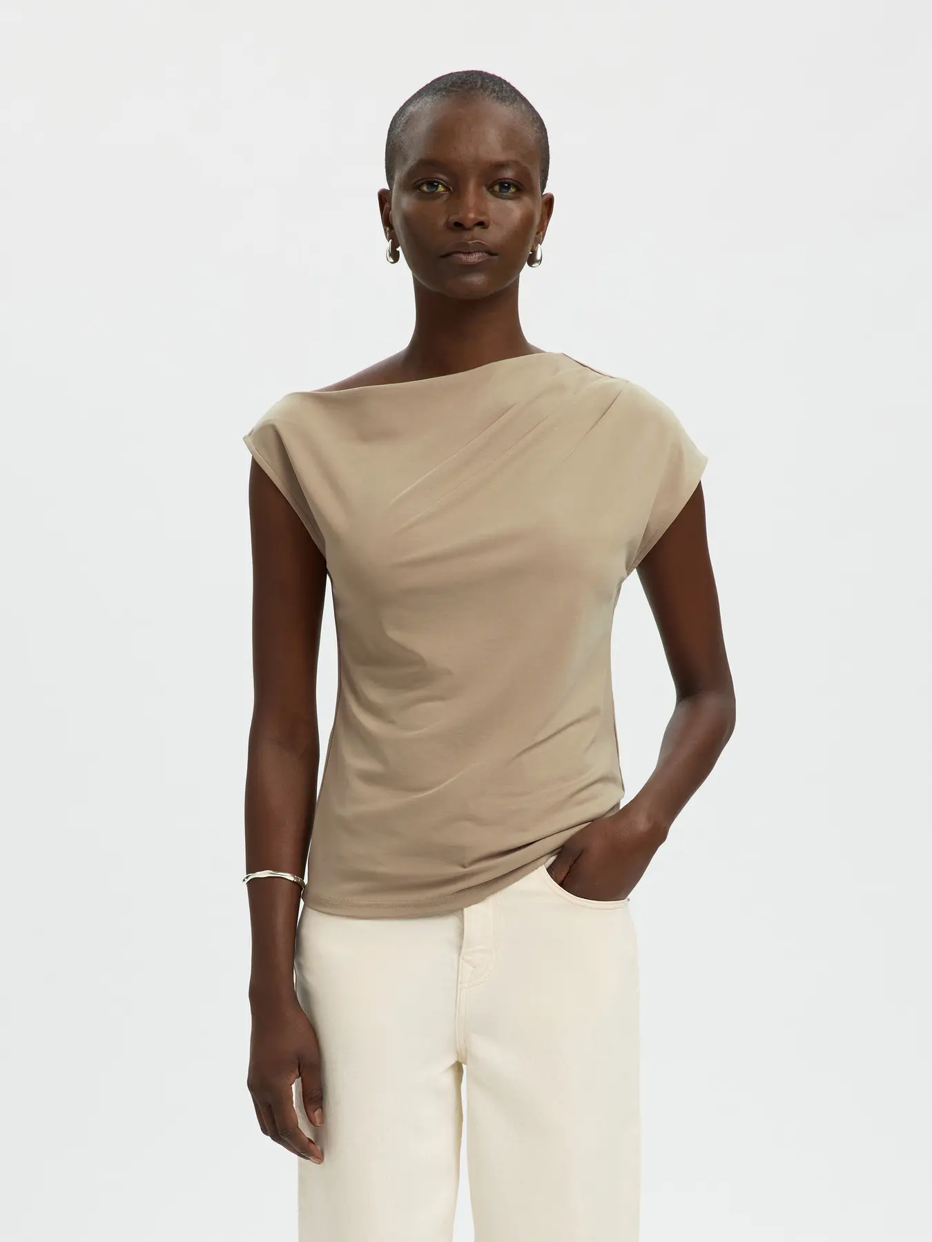 Selected Femme naisten toppi SLFMOLLY SS Top, Weathered Teak