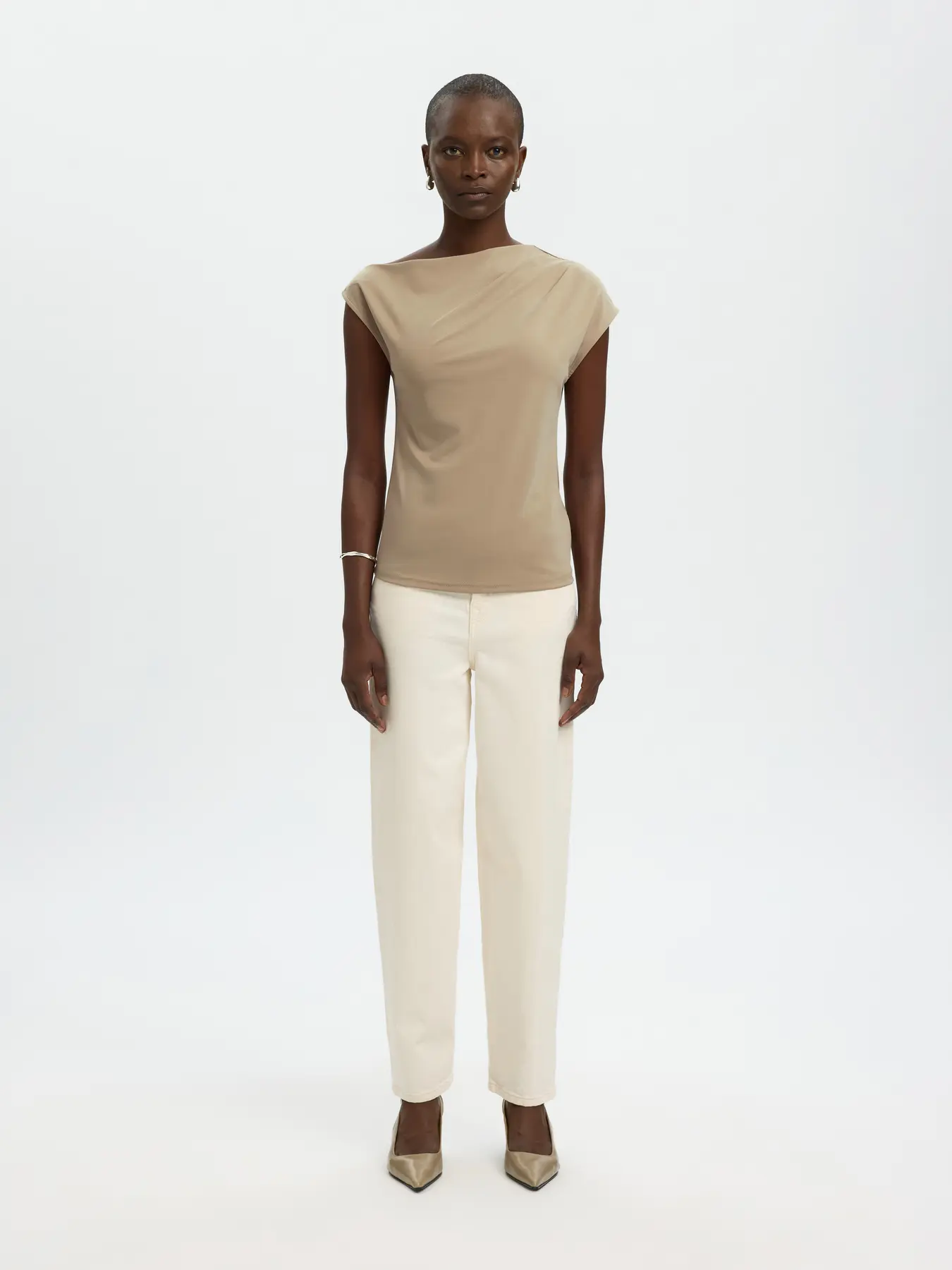 Selected Femme naisten toppi SLFMOLLY SS Top, Weathered Teak - Image 4