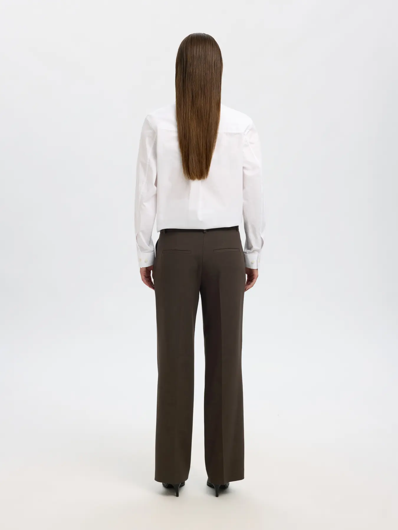 Selected Femme naisten housut SLFRITA MW WIDE PANT MEL NOOS, Delicioso melange - Image 3