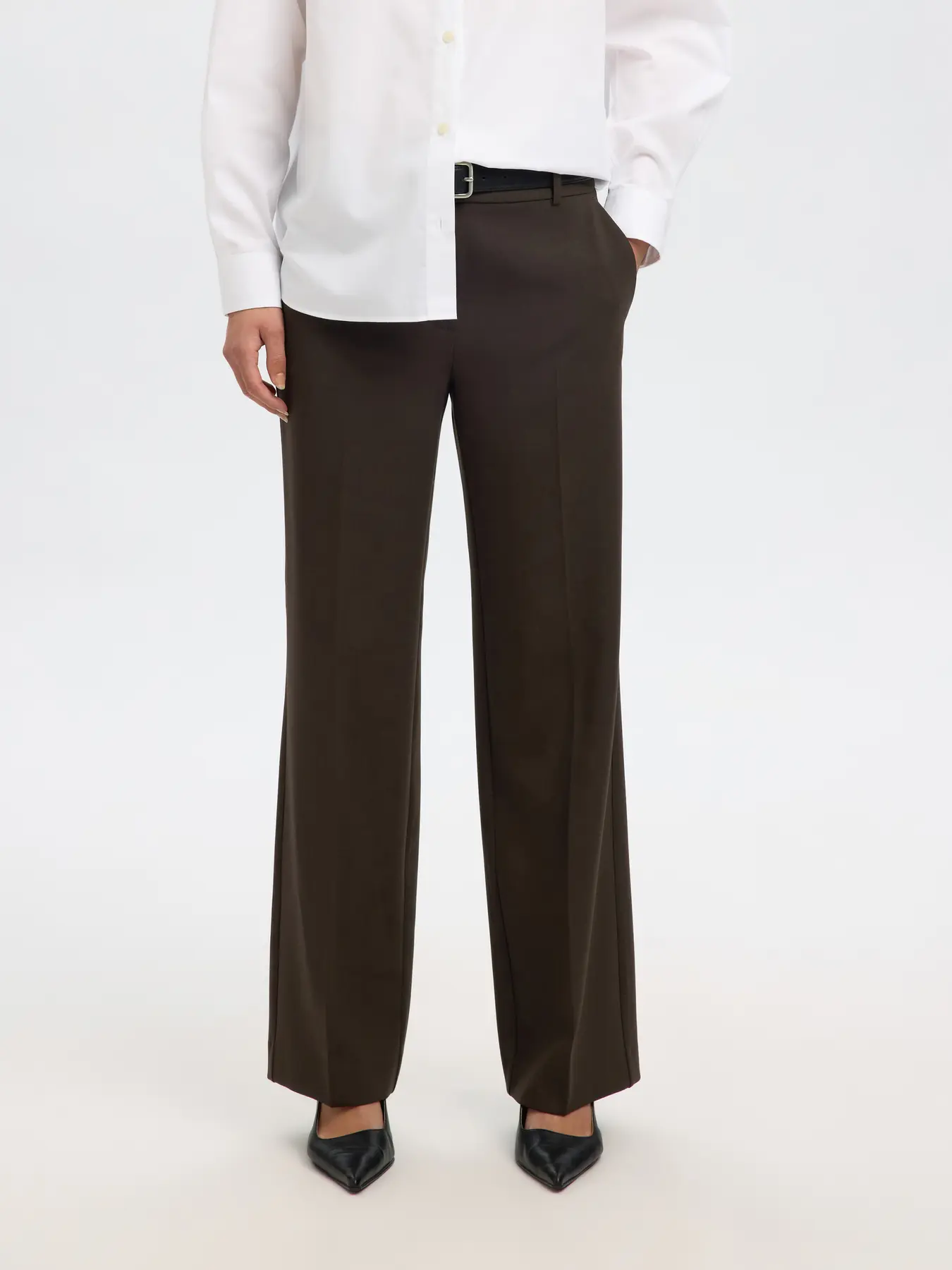 Selected Femme naisten housut SLFRITA MW WIDE PANT MEL NOOS, Delicioso melange - Image 4