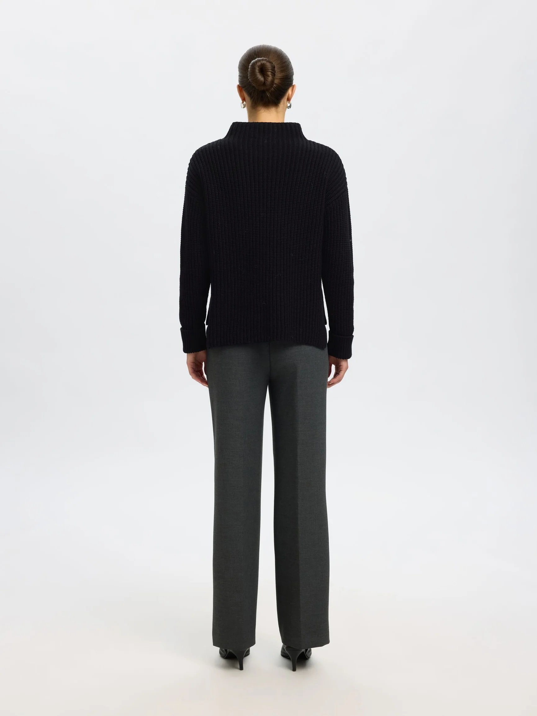 Selected Femme naisten neulepusero SLFSELMA SUS LS KNIT PULLOVER NOOS, musta - Image 2