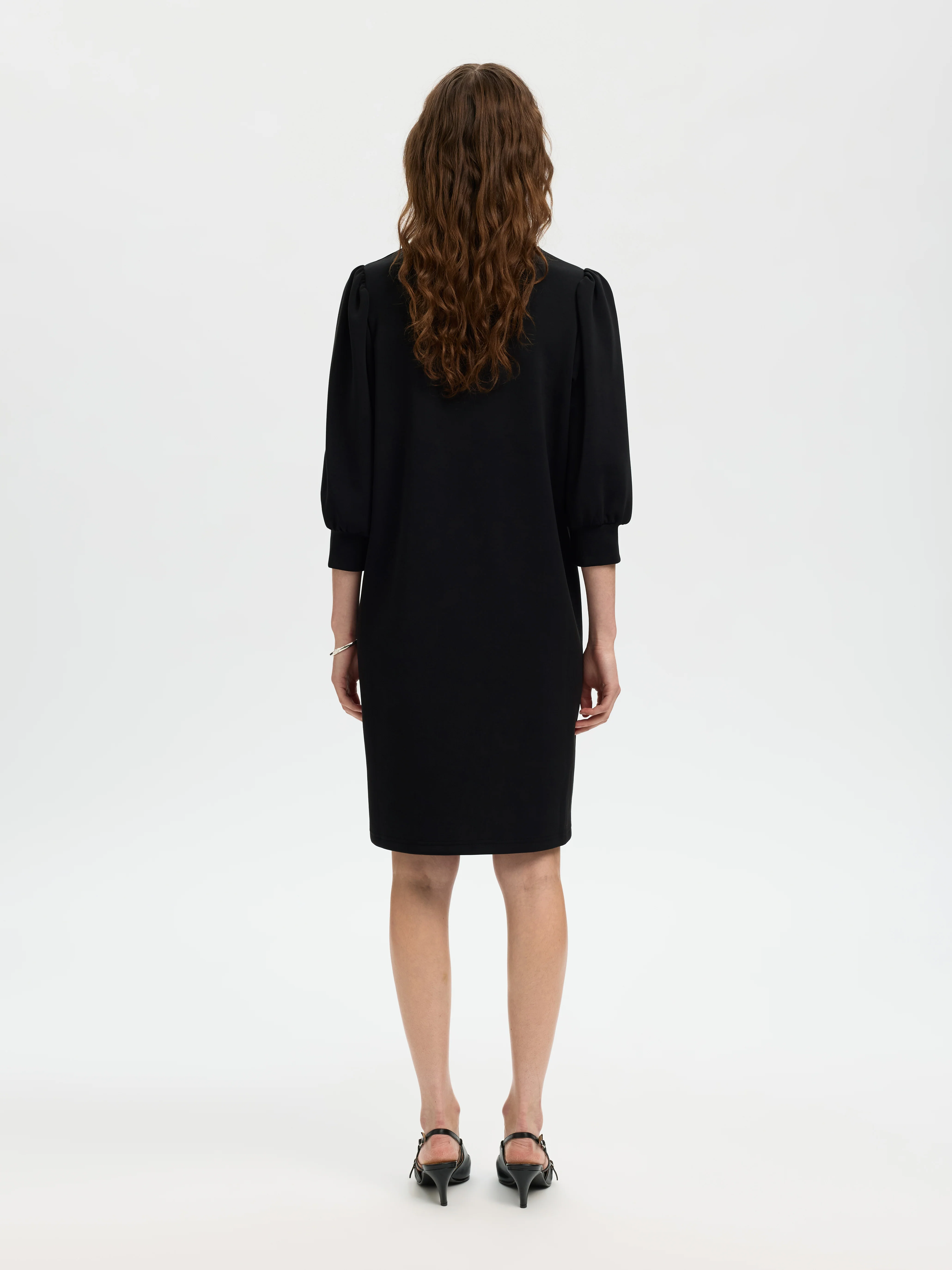 Selected Femme naisten mekko SLFTENNY 3/4 SHORT SWEAT DRESS NOOS, musta - Image 3