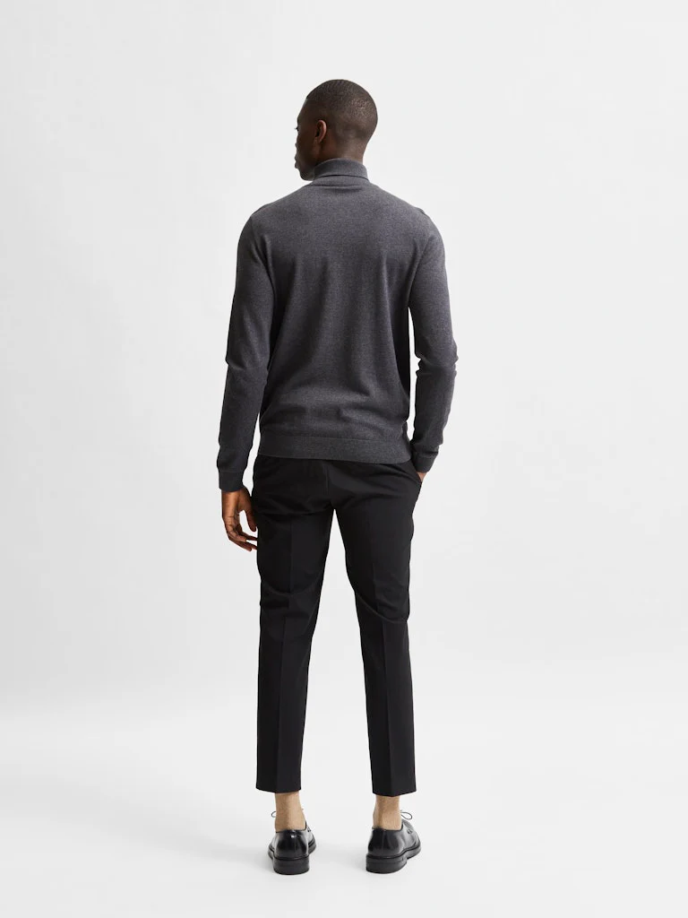Selected miesten pooloneule Berg Roll Neck Noos, Antracit Melange - Image 3