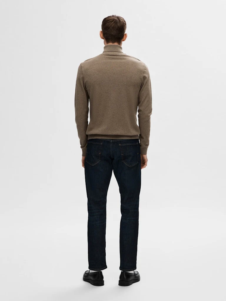 Selected Miesten Pooloneule Berg Roll Neck NOOS, Teak Melange - Image 3