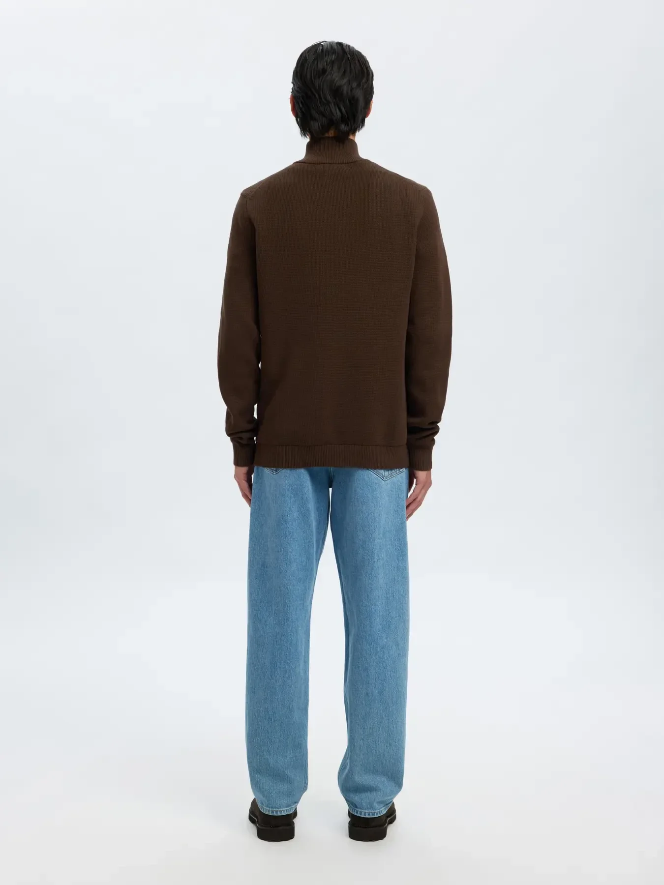 Selected miesten neulepusero SLHDANE LS KNIT STRUCTURE HALF ZIP NOOS, Demitasse - Image 2