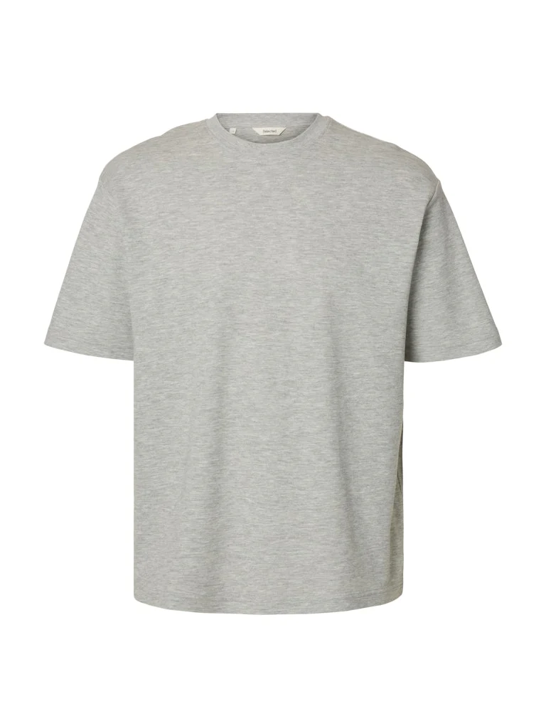 Selected miesten t-paita, LOOSE OSCAR SS O-NECK, Light Grey Melange - Image 2
