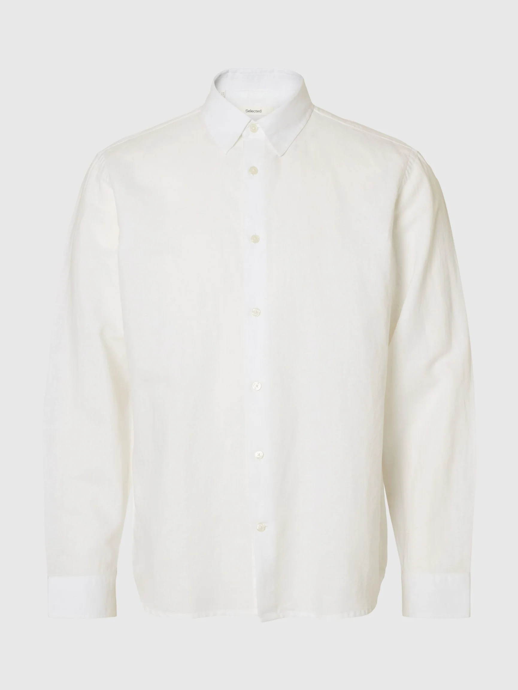 Selected miesten kauluspaita SLHREGCLAY Linenblend LS Shirt, Bright White - Image 3