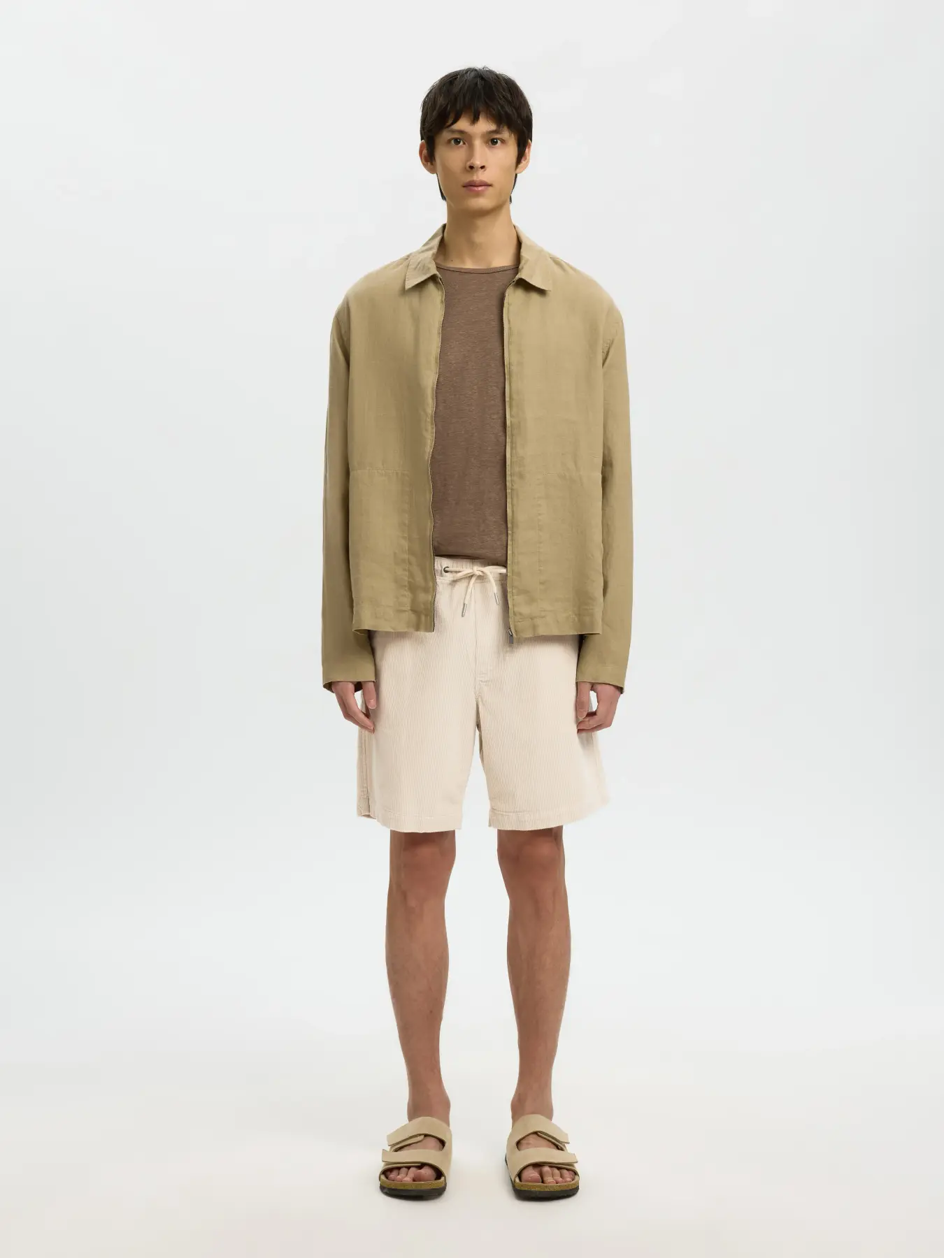 Selected miesten shortsit SLHREGULAR-JACE Corduroy Shorts, Fog - Image 4
