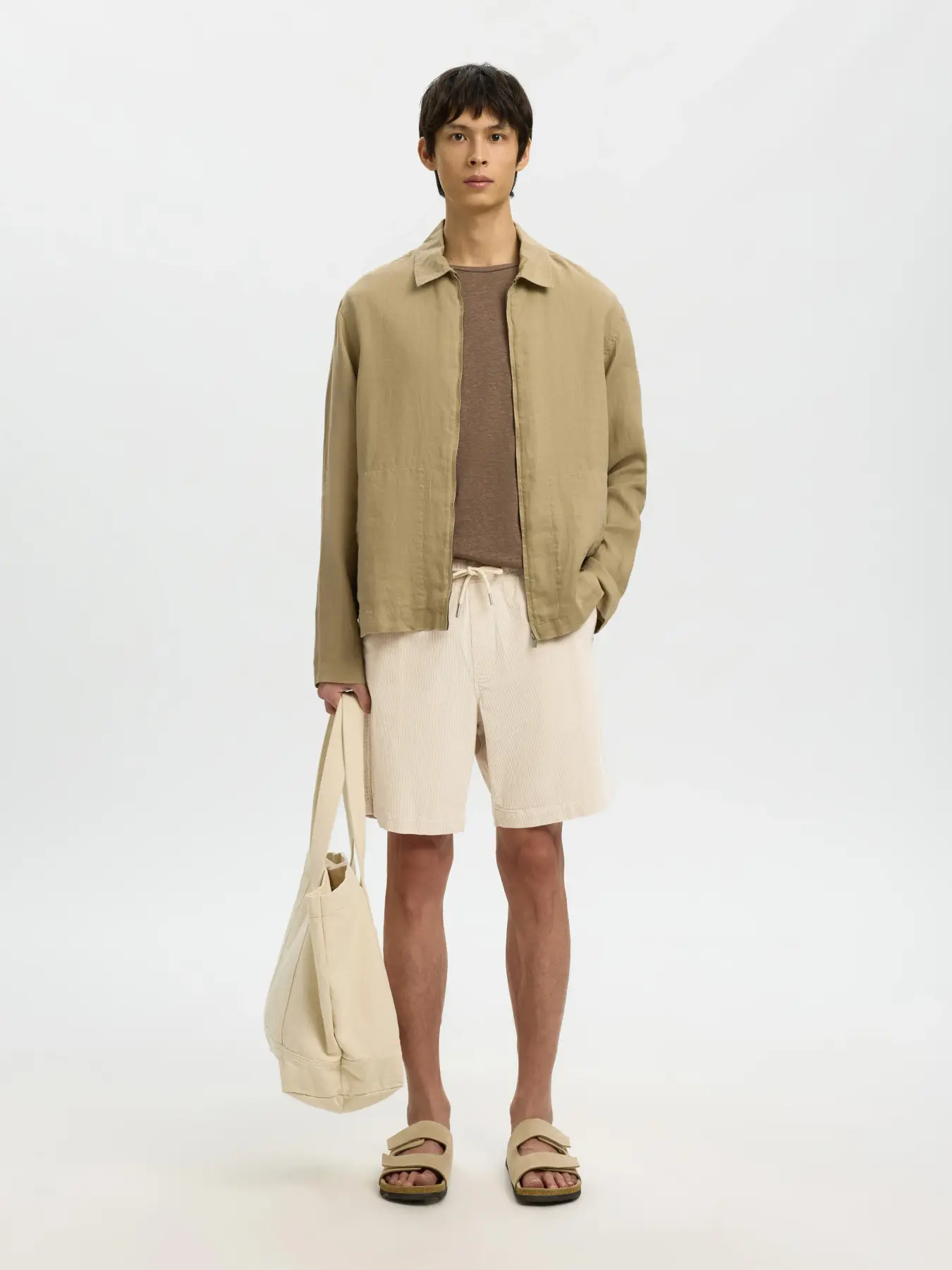 Selected miesten shortsit SLHREGULAR-JACE Corduroy Shorts, Fog - Image 6