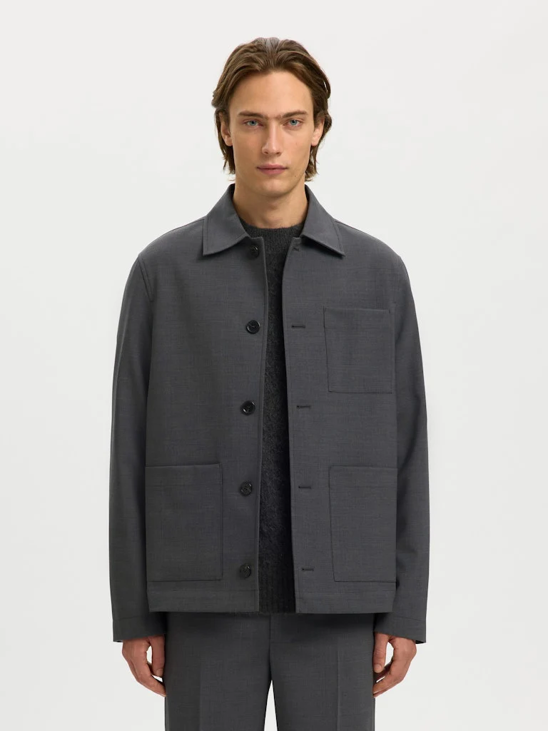 Selected miesten paitatakki SLHRELAX-MAGS HYBRID OVERSHIRT BLAZER EX, Asphalt