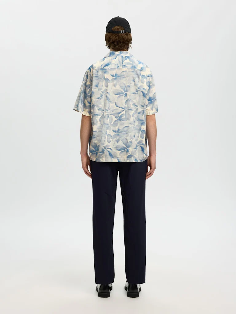 Selected miesten kauluspaita SLHRLXAir Mix Print SS Shirt, Blue Mirage Leaves - Image 3