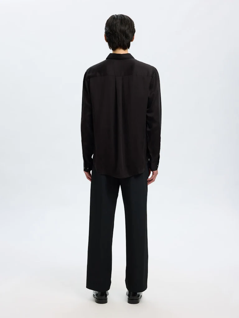 Selected miesten kauluspaita SLHRLXCHARLIE TENCEL SATIN LS SHIRT, musta - Image 3