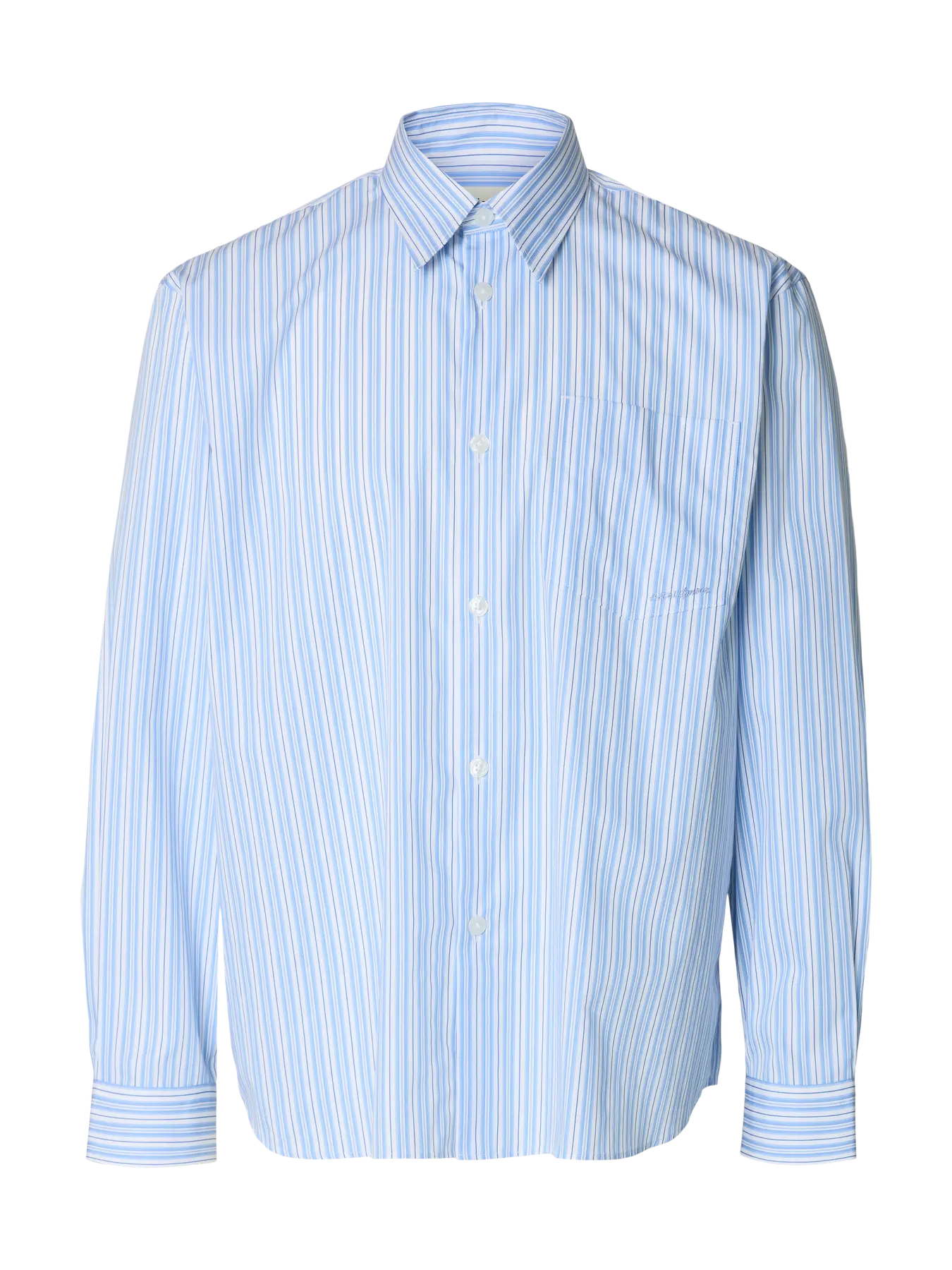 Selected miesten kauluspaita SLHRLXHOTEL Amour EMB LS Shirt, vaaleansininen - Image 3