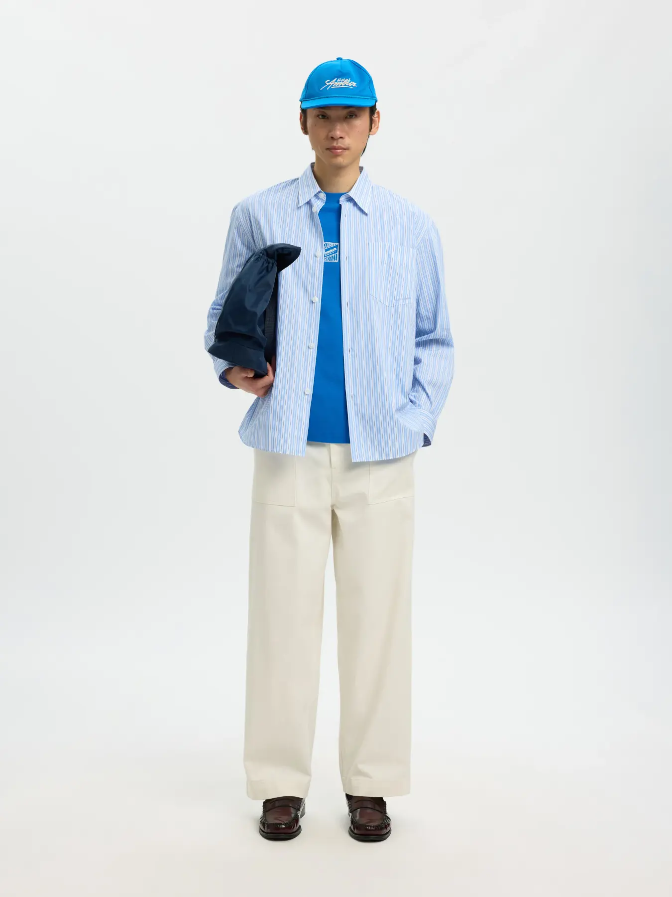 Selected miesten kauluspaita SLHRLXHOTEL Amour EMB LS Shirt, vaaleansininen - Image 6