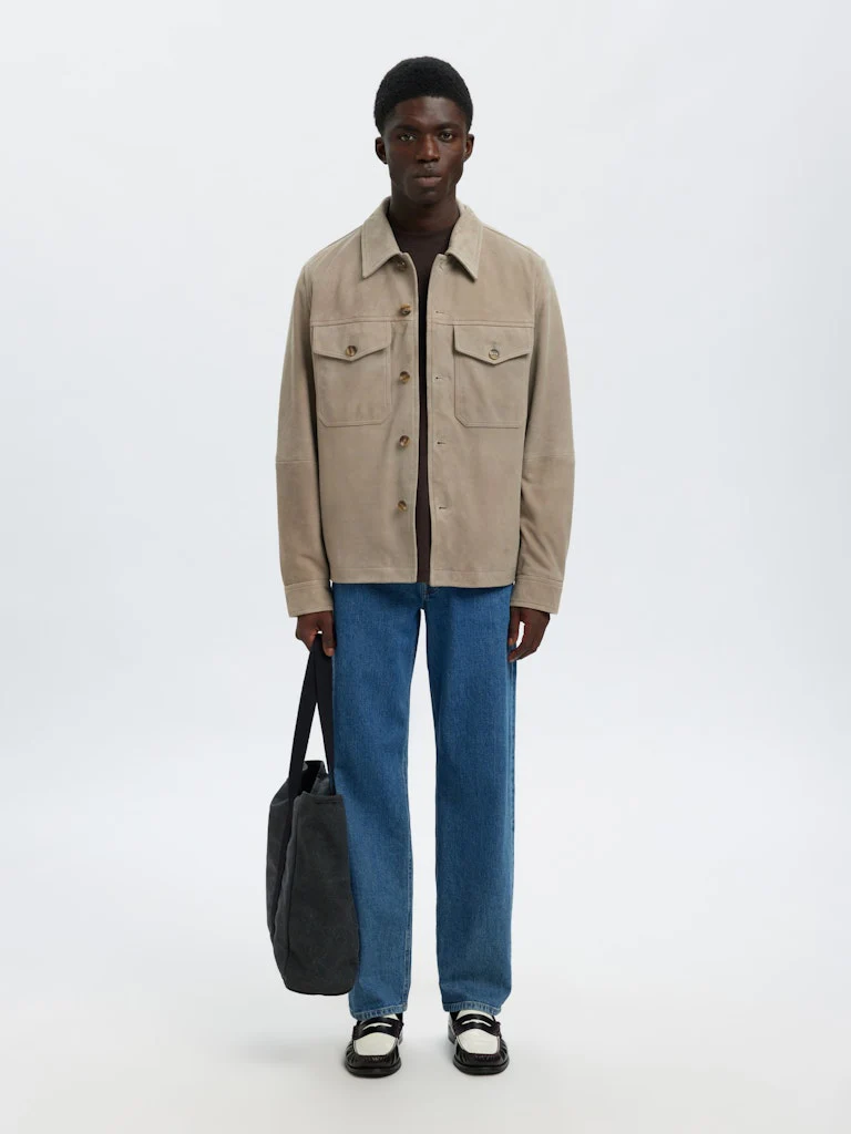 Selected miesten nahkatakki SLHTHOM SUEDE OVERSHIRT NOOS, Desert Taupe - Image 6