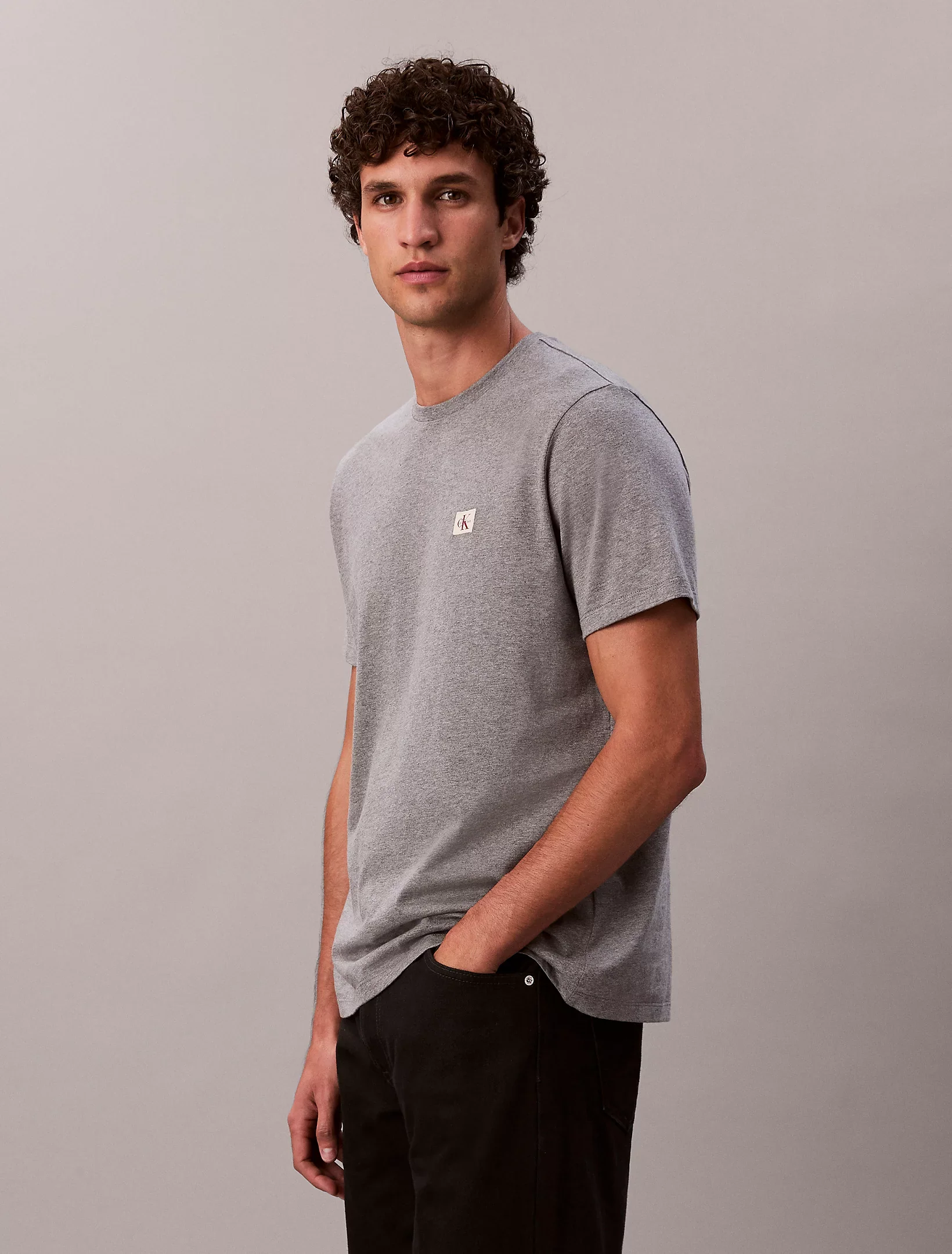 Calvin Klein Jeans miesten t-paita SS Badge 30S Jersey Classic Tee, harmaa - Image 4