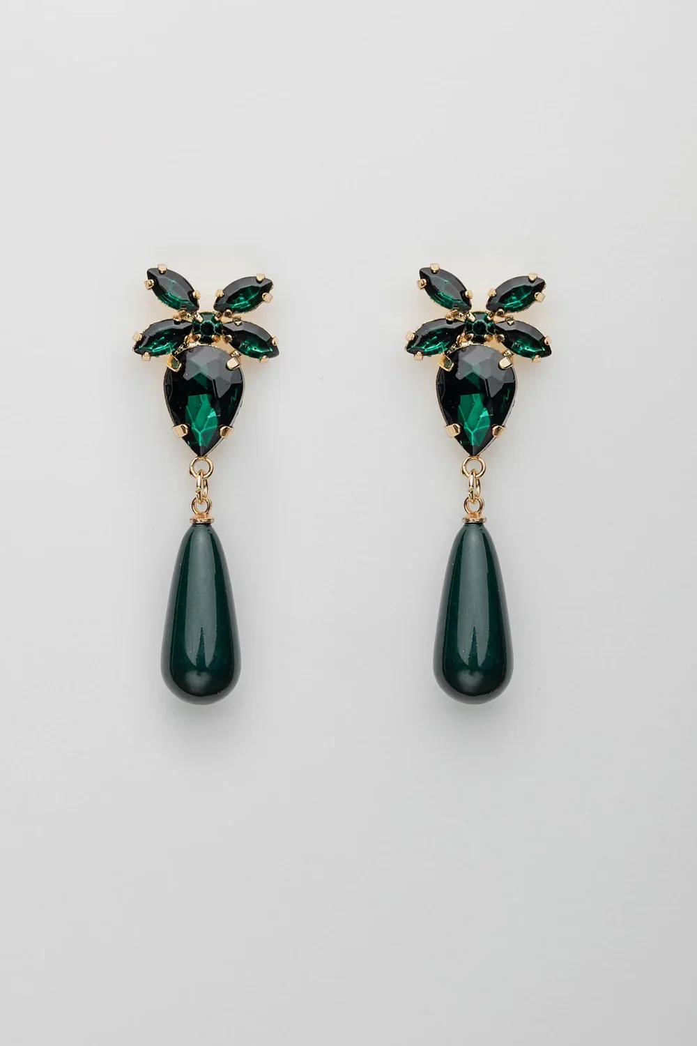 Bow 19 korvakorut STONE DROP EARRINGS, tummanvihreä