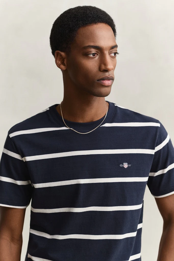Gant miesten t-paita Striped SS T-Shirt, tummansininen - Image 4