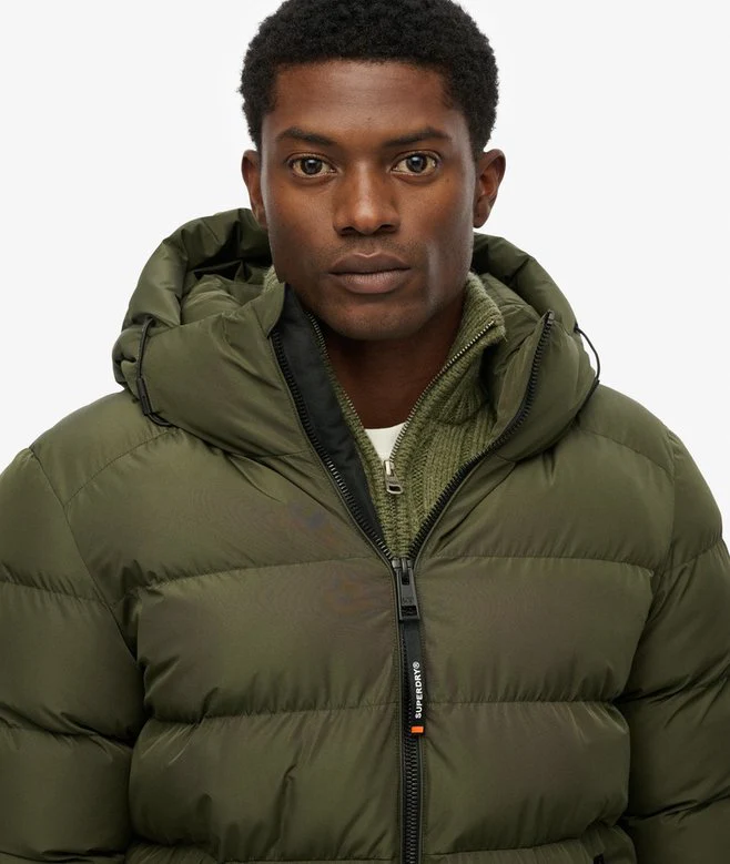 Superdry Miesten Talvitakki, Hooded Sports Puffer Jacket Tummanvihreä - Image 5