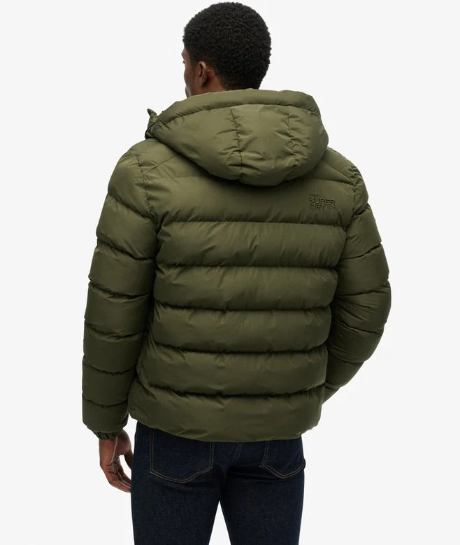 Superdry Miesten Talvitakki, Hooded Sports Puffer Jacket Tummanvihreä - Image 6