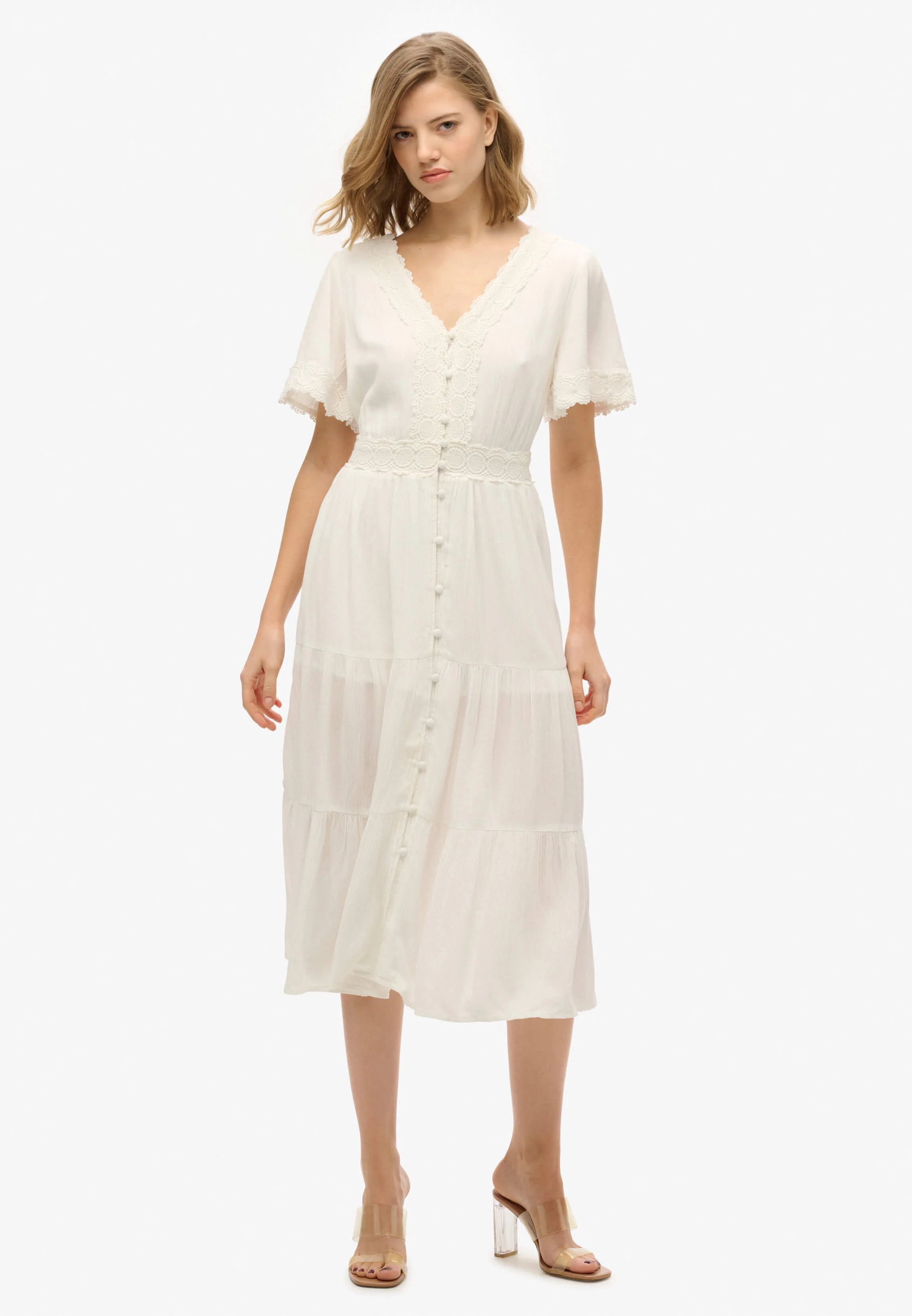 Superdry naisten mekko, Ibiza S/s Midi Tea Dress Valkoinen - Image 5