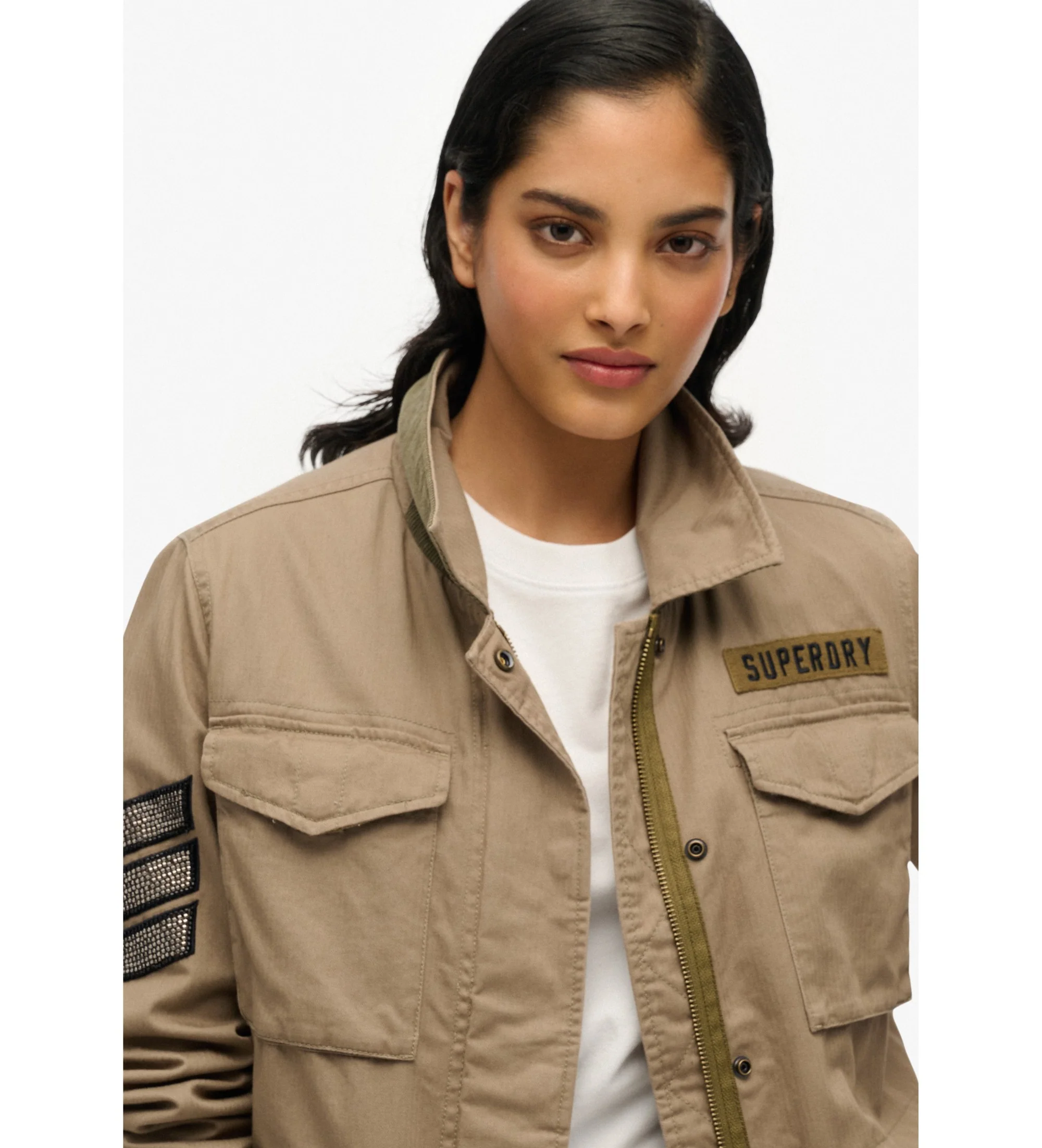Superdry naisten takki, Embellished M65 Military Jkt Khaki - Image 4