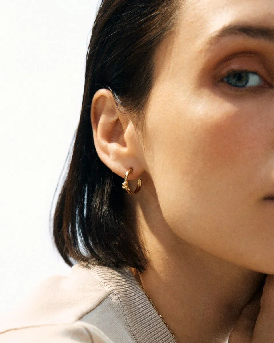 Edblad korvakorut Swivel Hoops Gold, Gold pleated - Image 2