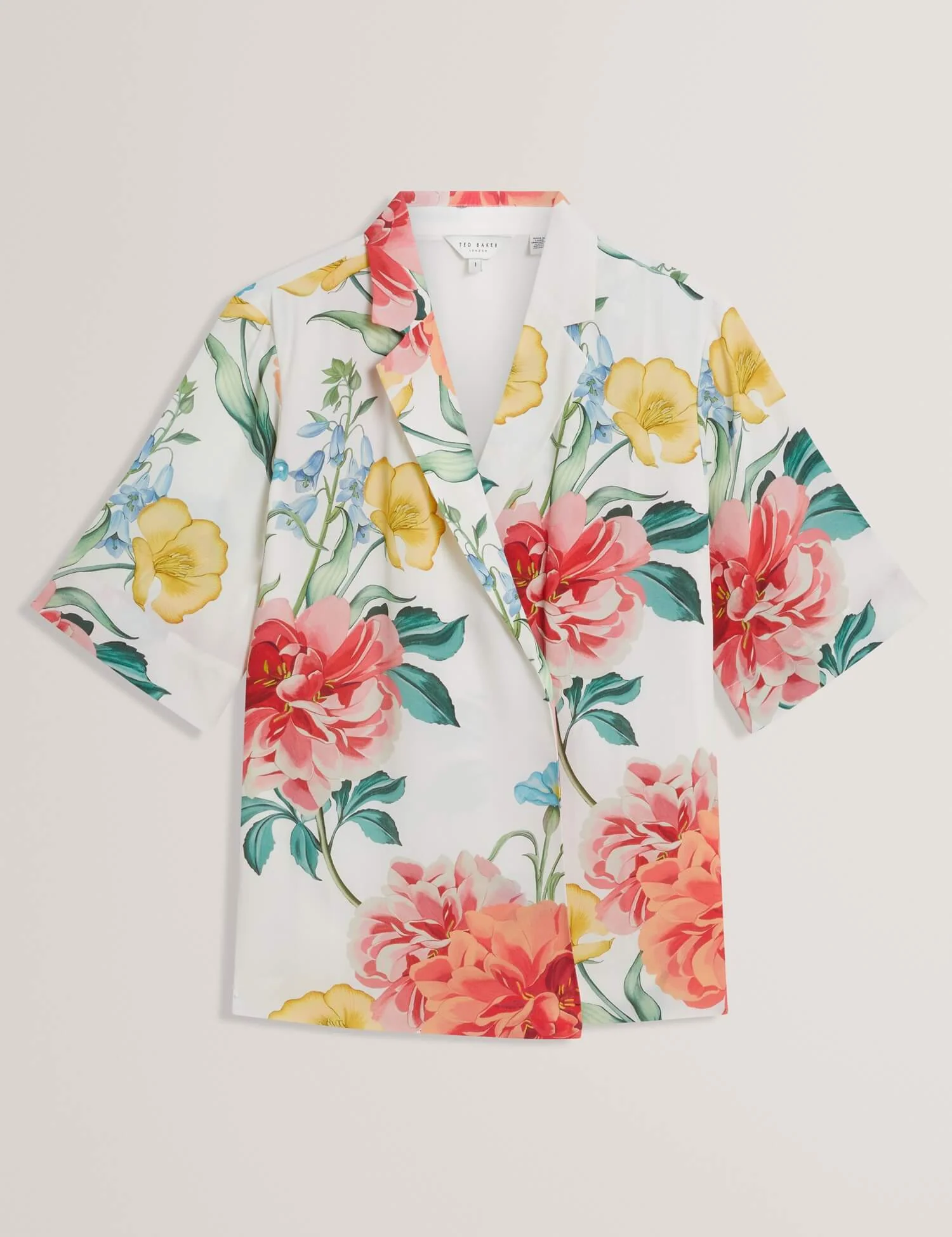 Ted Baker naisten bleiseri, NYMPHA Printed Short Sleeve Blazer Valkopohjainen Kuosi - Image 4