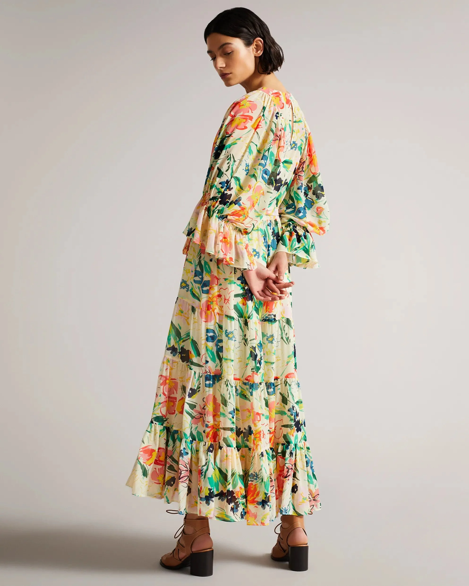 Ted Baker Naisten Maksimekko KIYRIE DRESS Valkopohjainen Kuosi - Image 3