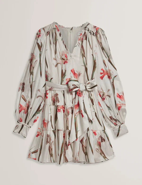 Ted Baker naisten mekko, CUIABA neck Mini Dress Valkopohjainen Kuosi - Image 3