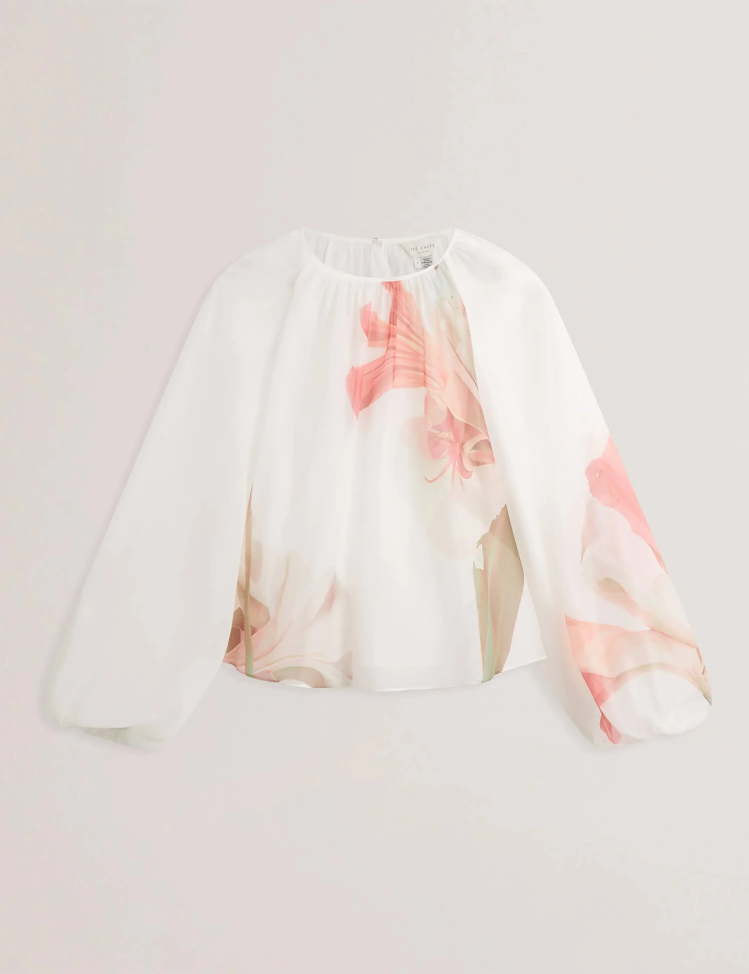 Ted Baker naisten pusero, ERIANA Organza Puff Sleeve Blouse Valkopohjainen Kuosi - Image 4