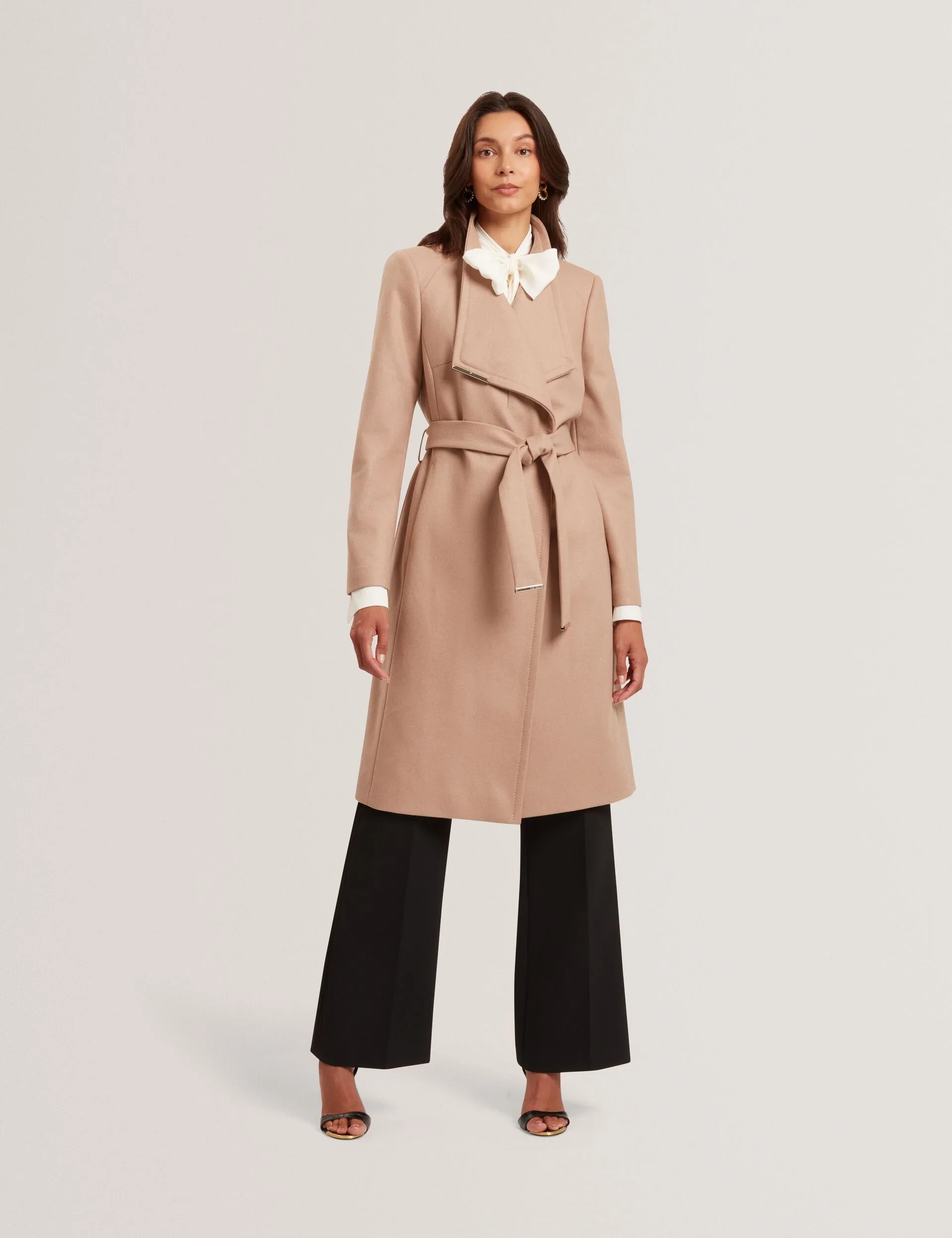 Ted Baker naisten villakangastakki, ROSE MID LENGHT BELTED WOOL COAT Kameli