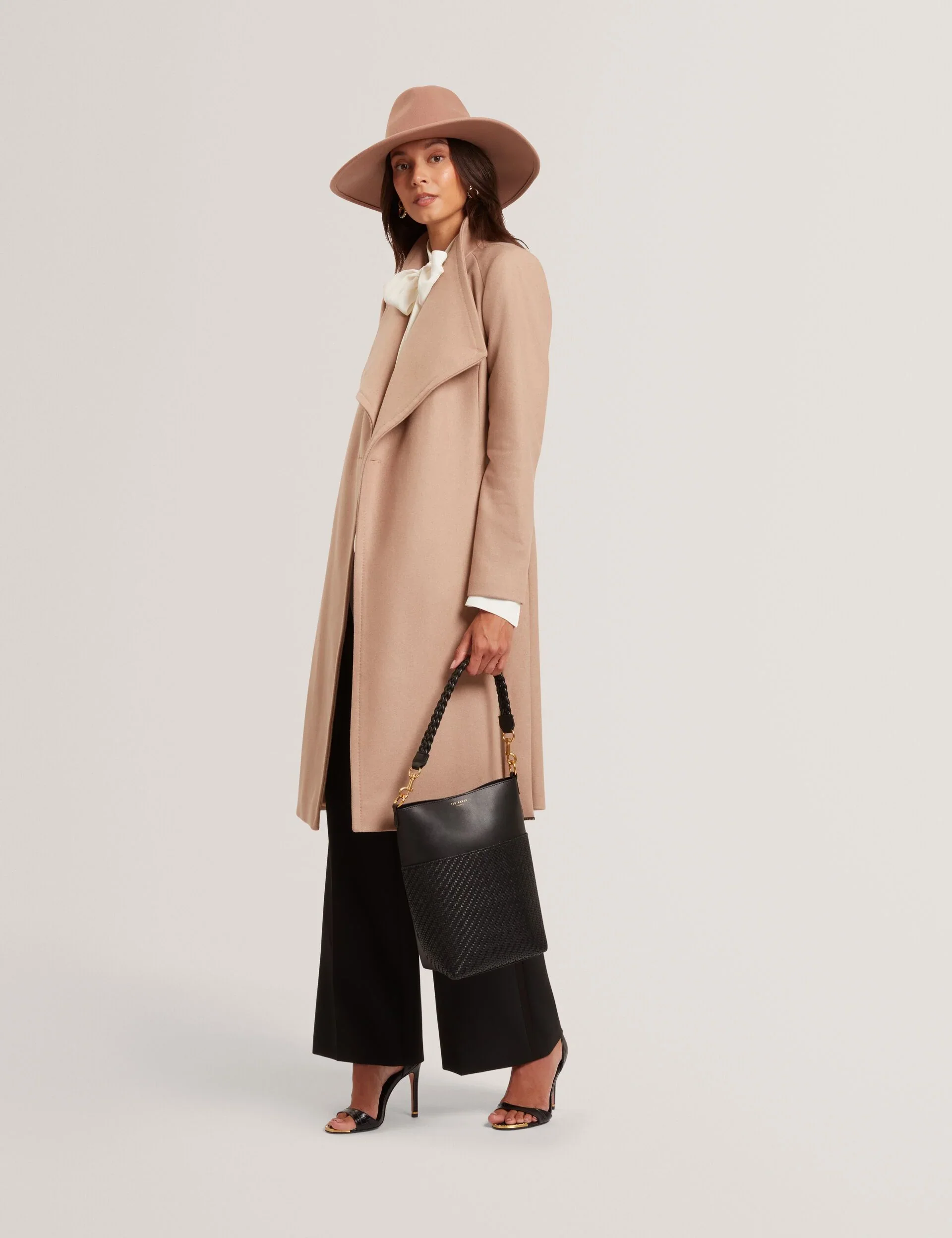 Ted Baker naisten villakangastakki, ROSE MID LENGHT BELTED WOOL COAT Kameli - Image 5