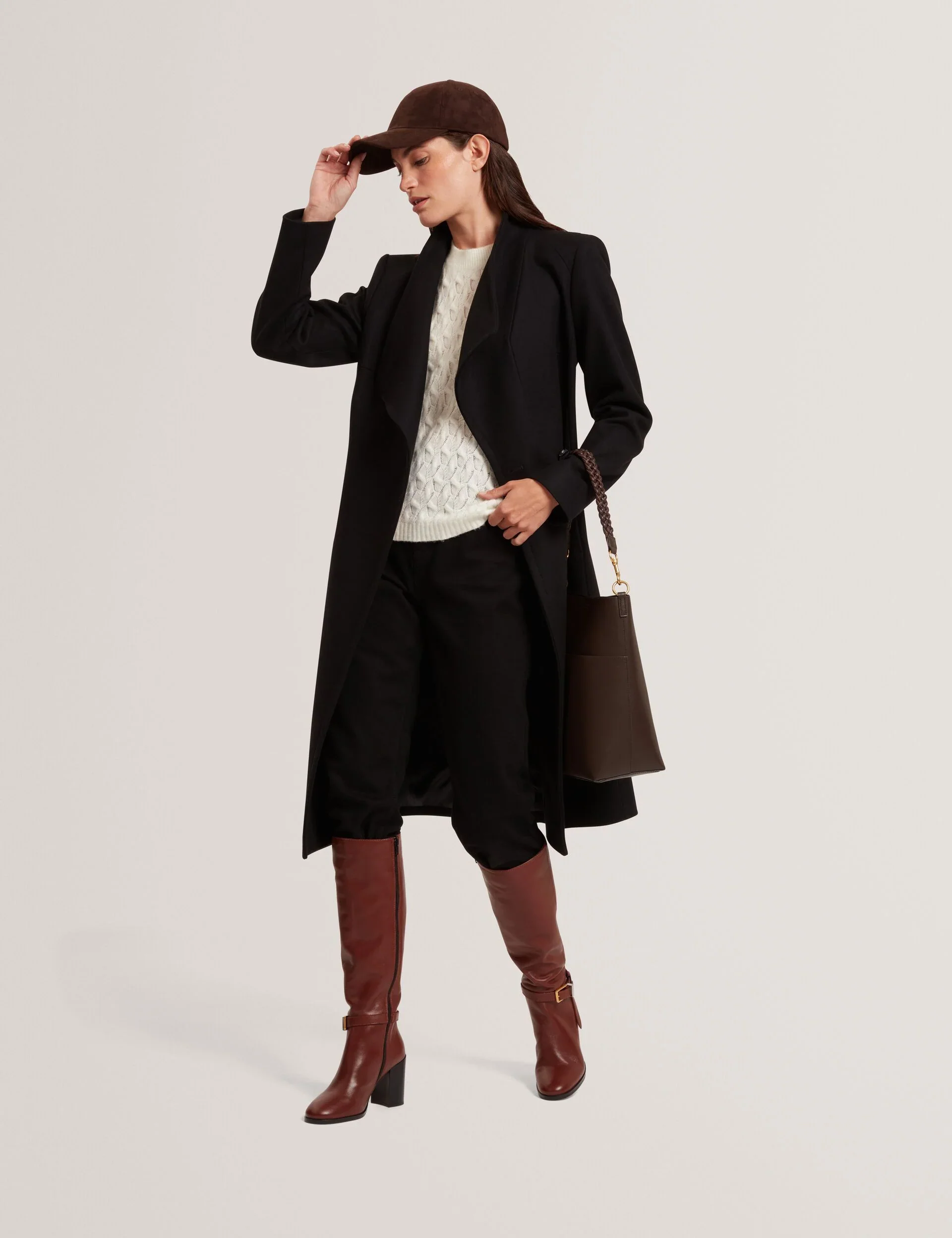 Ted Baker naisten villakangastakki, ROSE MID LENGHT BELTED WOOL COAT Musta - Image 3