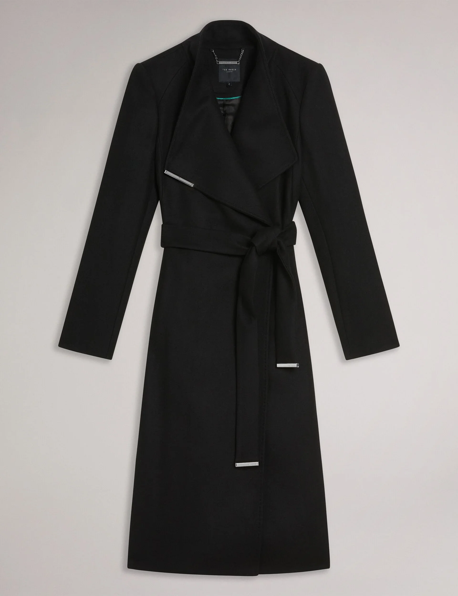 Ted Baker naisten villakangastakki, ROSE MID LENGHT BELTED WOOL COAT Musta - Image 4