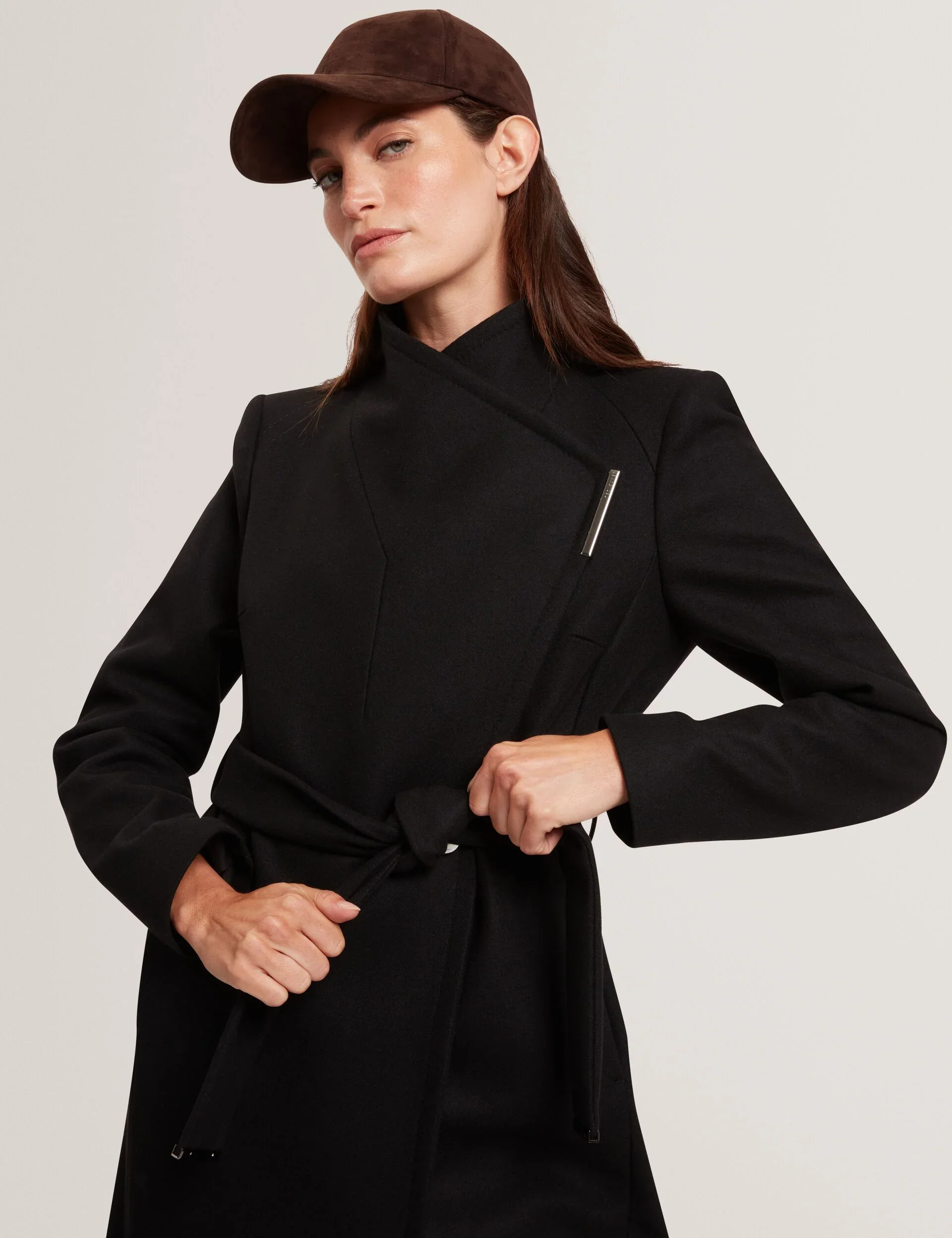 Ted Baker naisten villakangastakki, ROSE MID LENGHT BELTED WOOL COAT Musta - Image 5