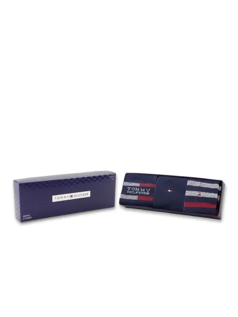 Tommy Hilfiger miesten sukat TH MEN SOCK 3P GIFT BOX TOMMY STRIPE, tummansininen