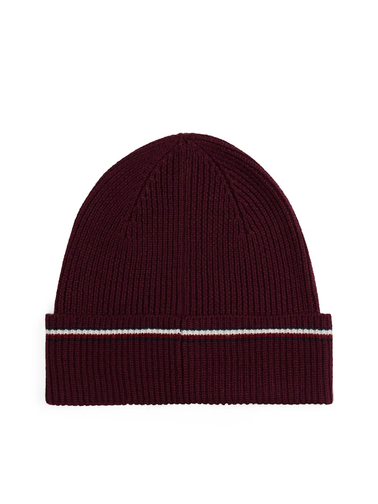 Tommy Hilfiger pipo TH RWB BEANIE, viininpunainen - Image 3