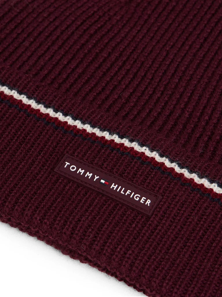 Tommy Hilfiger pipo TH RWB BEANIE, viininpunainen - Image 4