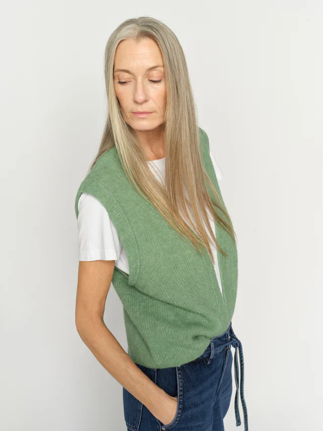 Mos Mosh naisten neuleliivi Thora Knit Vest, vaaleanvihreä - Image 2