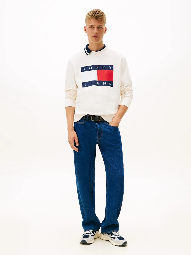 Tommy Jeans miesten collegepaita Big Flag Cneck EXT, luonnonvalkoinen - Image 3
