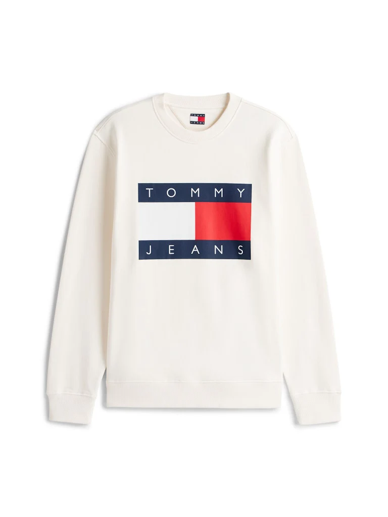 Tommy Jeans miesten collegepaita Big Flag Cneck EXT, luonnonvalkoinen - Image 4