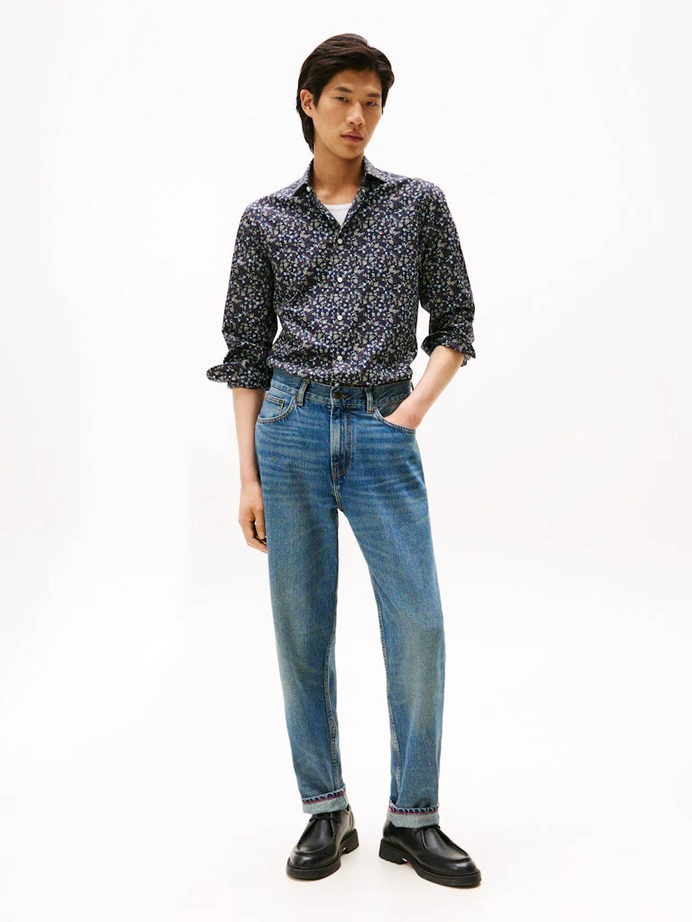 Tommy Hilfiger kauluspaita, CL - FLOWER PRINT SWS SHIRT Sininen Kuosi - Image 3
