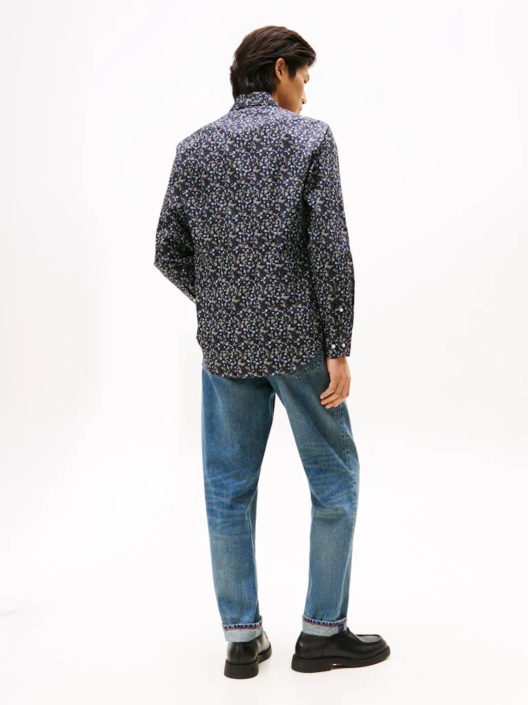 Tommy Hilfiger kauluspaita, CL - FLOWER PRINT SWS SHIRT Sininen Kuosi - Image 4