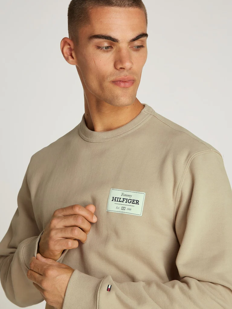 Tommy Hilfiger miesten collegepusero, MONOTYPE LABEL SWEATSHIRT Beige - Image 4