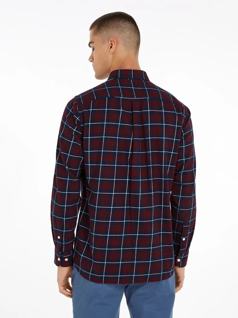 Tommy Hilfiger Miesten Kauluspaita, BRUSHED EASY CHECK Viininpunainen Ruutu - Image 2