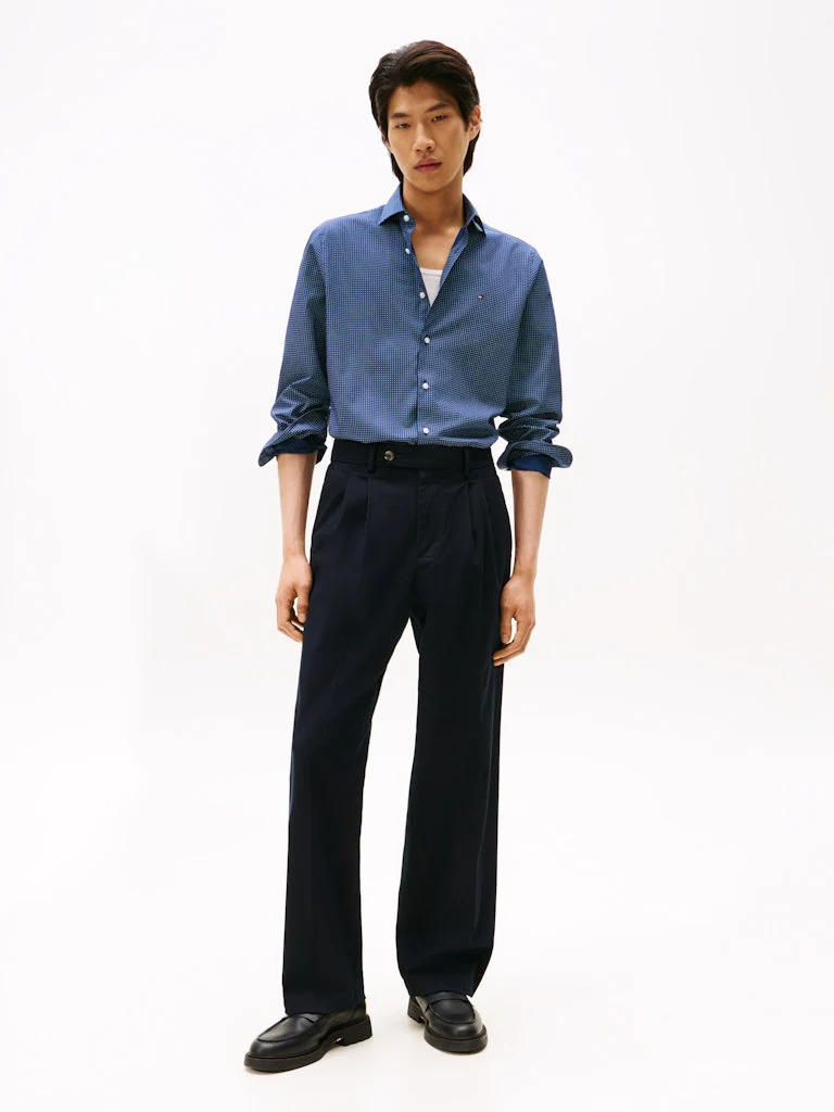 Tommy Hilfiger miesten kauluspaita, CL - FAKE SOLID PRT SF SWS SHIRT Sininen Kuosi - Image 2