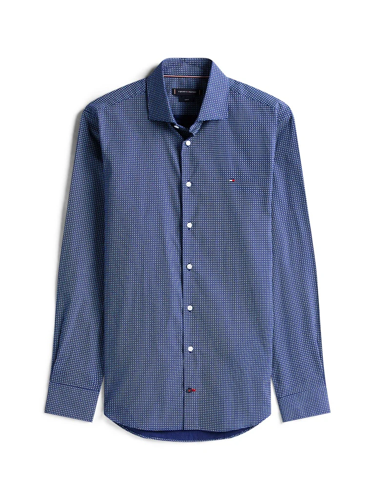 Tommy Hilfiger miesten kauluspaita, CL - FAKE SOLID PRT SF SWS SHIRT Sininen Kuosi - Image 3