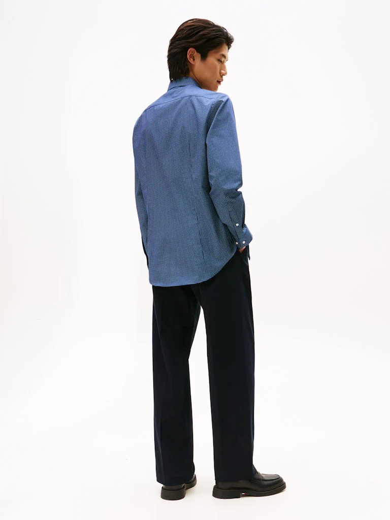 Tommy Hilfiger miesten kauluspaita, CL - FAKE SOLID PRT SF SWS SHIRT Sininen Kuosi - Image 5