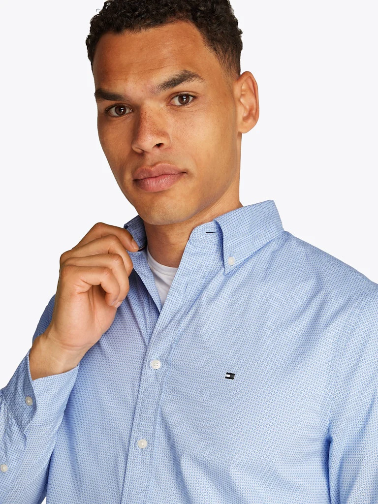 Tommy Hilfiger miesten kauluspaita, FLEX POPLIN MINI PRINT RFSHIRT Sininen Kuosi - Image 4